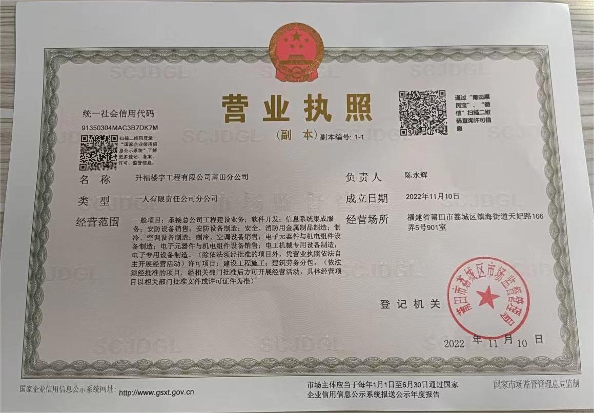 分司设立：升福楼宇工程有限公司襄阳分公司正式成立